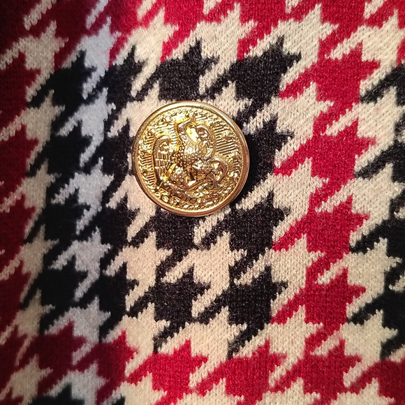 Anne Klein Houndstooth Blazer in Black, Red, and White - Picture 6 of 11